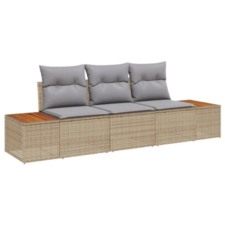 Juego de Sofá de Jardín de 3 Piezas con Cojines Beige de Poliratán Acacia | Foro24.es | Tu tienda online para hogar, jardín y más Foro24.es