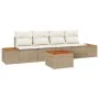 Conjunto de Sofás de Jardín de 5 Piezas con Cojines Beige de Ratán y Acacia | Foro24.es | Tu tienda online para hogar, jardín y más Foro24.es