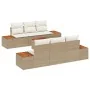 Conjunto de Sofá de Jardín de 7 Piezas con Cojines Beige Poliratán Acacia | Foro24.es | Tu tienda online para hogar, jardín y más Foro24.es