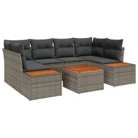 Conjunto de Sofás de Jardín de 7 Piezas con Cojines Gris Ratán Poliéster Acacia by , Outdoor sofas - Ref: Foro24-3348035, Pri...