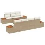 Juego de Sofá de Jardín de 8 Piezas con Cojines Beige Poliratán Acacia | Foro24.es | Tu tienda online para hogar, jardín y más Foro24.es