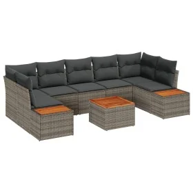 Set de Sofá de Jardín de 8 Piezas con Cojines Gris Poliratán Acacia von , Outdoor-Sofas - Ref: Foro24-3348045, Preis: 546,24 ...