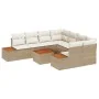 Juego de Sofá de Jardín de 9 Piezas con Cojines Beige Ratán de Polietileno Acacia | Foro24.es | Tu tienda online para hogar, jardín y más Foro24.es
