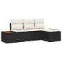 Conjunto de Sofá de Jardín de 4 Piezas con Cojines Negro Ratán Sintético Acacia | Foro24.es | Tu tienda online para hogar, jardín y más Foro24.es