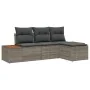 Juego de Sofá de Jardín de 4 Piezas con Cojines Gris Poliratán Acacia by , Outdoor sofas - Ref: Foro24-3348060, Price: 296,33...
