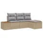 Set de sofá de jardín de 4 piezas con cojines beige de ratán sintético acacia | Foro24.es | Tu tienda online para hogar, jardín y más Foro24.es