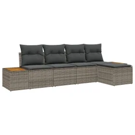 Juego de Sofá de Jardín de 5 Piezas con Cojines Gris Ratán Poli Acacia by , Outdoor sofas - Ref: Foro24-3348065, Price: 340,0...