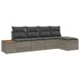Juego de Sofá de Jardín de 5 Piezas con Cojines Gris Ratán Poli Acacia by , Outdoor sofas - Ref: Foro24-3348065, Price: 340,0...