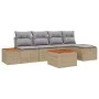 Conjunto de Sofá de Jardín de 6 Piezas con Cojines Beige Ratán de Poli Acacia | Foro24.es | Tu tienda online para hogar, jardín y más Foro24.es