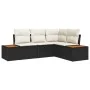 Conjunto de Sofás de Jardín de 4 Piezas con Cojines Negro Poliratán Acacia | Foro24.es | Tu tienda online para hogar, jardín y más Foro24.es