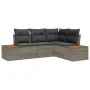 Juego de Sofá de Jardín de 4 Piezas con Cojines de Poliratán Gris y Acacia by , Outdoor sofas - Ref: Foro24-3348075, Price: 3...