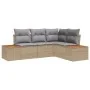 Conjunto de Sofá de Jardín de 4 Piezas con Cojines Beige Poliratán Acacia | Foro24.es | Tu tienda online para hogar, jardín y más Foro24.es