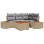 Conjunto de Sofá de Jardín de 5 Piezas con Cojines Beige Poliratán Acacia | Foro24.es | Tu tienda online para hogar, jardín y más Foro24.es