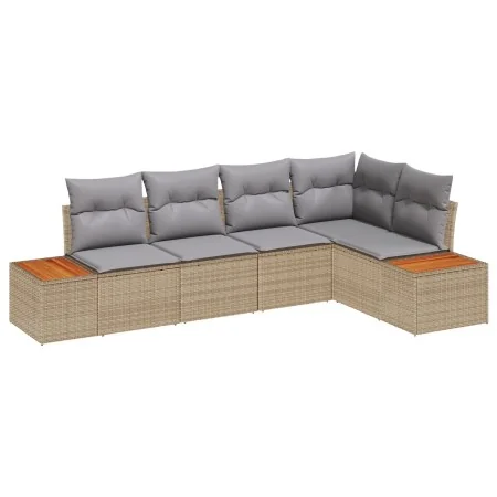Juego de Sofá de Jardín de 5 Piezas con Cojines Beige Ratán | Foro24.es | Tu tienda online para hogar, jardín y más Foro24.es