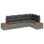 Conjunto de Sofá de Jardín de 5 piezas con Cojines Gris Poliratán Acacia by , Outdoor sofas - Ref: Foro24-3348085, Price: 373...