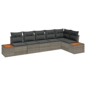 Set de Sofá de Jardín de 6 Piezas con Cojines Gris Poliratán Acacia von , Outdoor-Sofas - Ref: Foro24-3348095, Preis: 425,76 ...