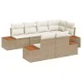 Juego de sofá de jardín de 7 piezas con cojines beige de ratán poliéster acacia | Foro24.es | Tu tienda online para hogar, jardín y más Foro24.es