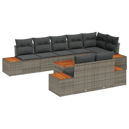 Conjunto de sofá de jardín de 9 piezas con cojines gris poliratán acacia | Foro24.es | Tu tienda online para hogar, jardín y más Foro24.es