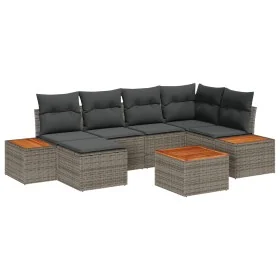 Juego de Sofá de Jardín de 7 Piezas con Cojines Gris Poliratán Acacia von , Outdoor-Sofas - Ref: Foro24-3348125, Preis: 458,9...