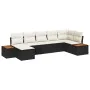 Conjunto de Sofá de Jardín de 7 Piezas con Cojines Negro de Poliratán Acacia | Foro24.es | Tu tienda online para hogar, jardín y más Foro24.es
