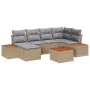 Juego de Sofás de Jardín de 7 Piezas con Cojines Beige Poliratán Acacia | Foro24.es | Tu tienda online para hogar, jardín y más Foro24.es
