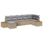 Conjunto de Sofá de Jardín de 7 Piezas con Cojines Beige de Poliratán y Acacia | Foro24.es | Tu tienda online para hogar, jardín y más Foro24.es