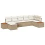 Conjunto de Sofá de Jardín de 7 Piezas con Cojines Beige Ratán Poliéster Acacia | Foro24.es | Tu tienda online para hogar, jardín y más Foro24.es