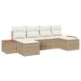 Conjunto de Sofás de Jardín de 6 Piezas con Cojines Beige de Poliratán Acacia | Foro24.es | Tu tienda online para hogar, jardín y más Foro24.es