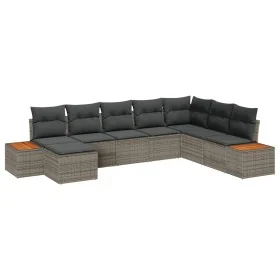 Conjunto de Sofá de 8 Piezas con Cojines Gris Ratán Poli Acacia von , Outdoor-Sofas - Ref: Foro24-3348145, Preis: 529,98 €, R...