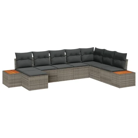 Conjunto de Sofá de 8 Piezas con Cojines Gris Ratán Poli Acacia by , Outdoor sofas - Ref: Foro24-3348145, Price: 529,98 €, Di...
