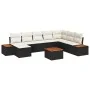 Set de Sofá de Jardín de 9 Piezas con Cojines negros de Poliratán y Acacia | Foro24.es | Tu tienda online para hogar, jardín y más Foro24.es