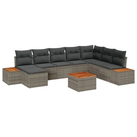 Conjunto de Sofá de Jardín de 9 piezas con Cojines Gris Poliratán Acacia by , Outdoor sofas - Ref: Foro24-3348150, Price: 575...