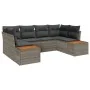Conjunto de Sofá de Jardín de 6 Piezas con Cojines Gris Ratán Poliéster by , Outdoor sofas - Ref: Foro24-3348155, Price: 437,...