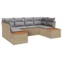 Conjunto de sofá de jardín de 6 piezas con cojines Beige Ratán Polivalente Acacia | Foro24.es | Tu tienda online para hogar, jardín y más Foro24.es