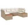 Juego de Sofá de Jardín de 6 Piezas con Cojines Beige Poli Rattan Acacia | Foro24.es | Tu tienda online para hogar, jardín y más Foro24.es