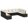 Set de Sofá de Jardín de 9 Piezas con Cojines Negro Poliratán Acacia | Foro24.es | Tu tienda online para hogar, jardín y más Foro24.es