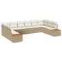 Set de Sofá de Jardín de 10 Piezas con Cojines Beige de Ratán Poli Acacia | Foro24.es | Tu tienda online para hogar, jardín y más Foro24.es