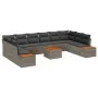Conjunto de Sofá de Jardín de 11 Piezas con Cojines Gris Polirratán Acacia von , Outdoor-Sofas - Ref: Foro24-3348180, Preis: ...
