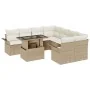 Juego de Sofás de Jardín de 9 Piezas con Cojines Ratán Poliéster Beige by , Outdoor sofas - Ref: Foro24-3348257, Price: 666,2...
