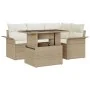 Conjunto de sofá de jardín de 5 piezas con cojines Beige Ratán poliéster by , Outdoor sofas - Ref: Foro24-3348277, Price: 424...