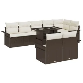 Set de Sofás de Jardín de 9 Piezas con Cojines