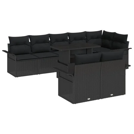 Conjunto de Sofá de Jardín de 9 Piezas con Cojines Ratán Negro de | Foro24.es | Tu tienda online para hogar, jardín y más Foro24.es