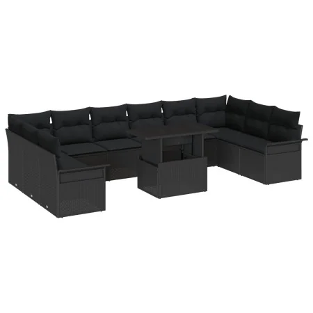 Set de Sofá de Jardín de 11 Piezas con Cojines Negro Ratán | Foro24.es | Tu tienda online para hogar, jardín y más Foro24.es