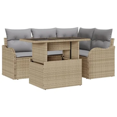 Conjunto de Sofá de Jardín de 5 Piezas con Cojines Beige, Sofá de Jardín de 2 Plazas con Cojines Beige | Foro24.es | Tu tienda online para hogar, jardín y más Foro24.es
