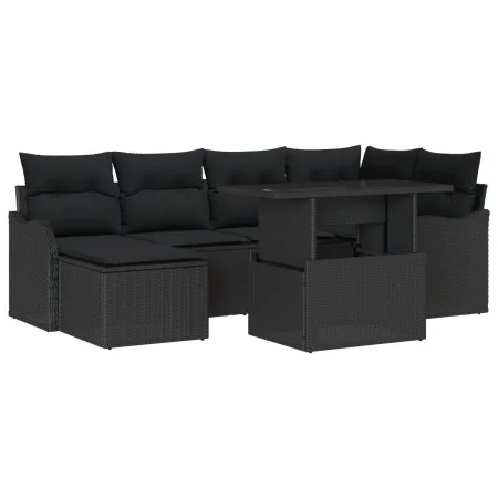 Set de Sofás de Jardín de 7 piezas con Cojines Poliratán Negro , Sofá de Jardín de 2 Plazas con Cojines Poliratán Negro | Foro24.es | Tu tienda online para hogar, jardín y más Foro24.es