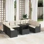 Juego de Sofá de Jardín de 10 Piezas con Cojines Negro Poliratán, Sofá de Jardín de 2 Plazas con Cojines Negro Poliratán | Foro24.es | Tu tienda online para hogar, jardín y más Foro24.es