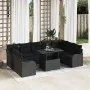 Juego de sofá de jardín de 10 piezas con cojines en poliratán negro, Sofá de jardín de 2 plazas con cojines en poliratán negro | Foro24.es | Tu tienda online para hogar, jardín y más Foro24.es