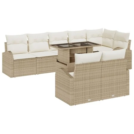 Juego de Sofá de Jardín de 9 Piezas con Cojines Beige Poliratán | Foro24.es | Tu tienda online para hogar, jardín y más Foro24.es