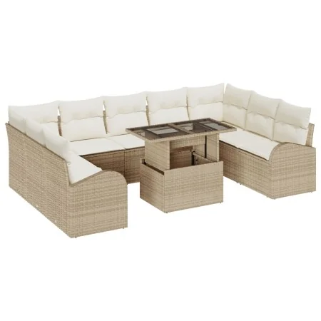 Juego de Sofá de Jardín de 10 Piezas con Cojines Beige Ratán Polipropileno | Foro24.es | Tu tienda online para hogar, jardín y más Foro24.es