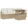 Juego de Sofás de Jardín de 5 Piezas con Cojines Beige Poliratán, Sofá de Jardín para 2 Personas con Cojines Beige Poliratán | Foro24.es | Tu tienda online para hogar, jardín y más Foro24.es